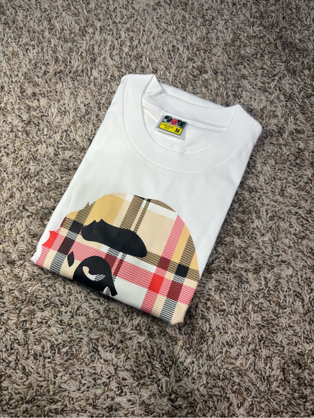 White Graphic Plaid Accent Men's T-Shirt